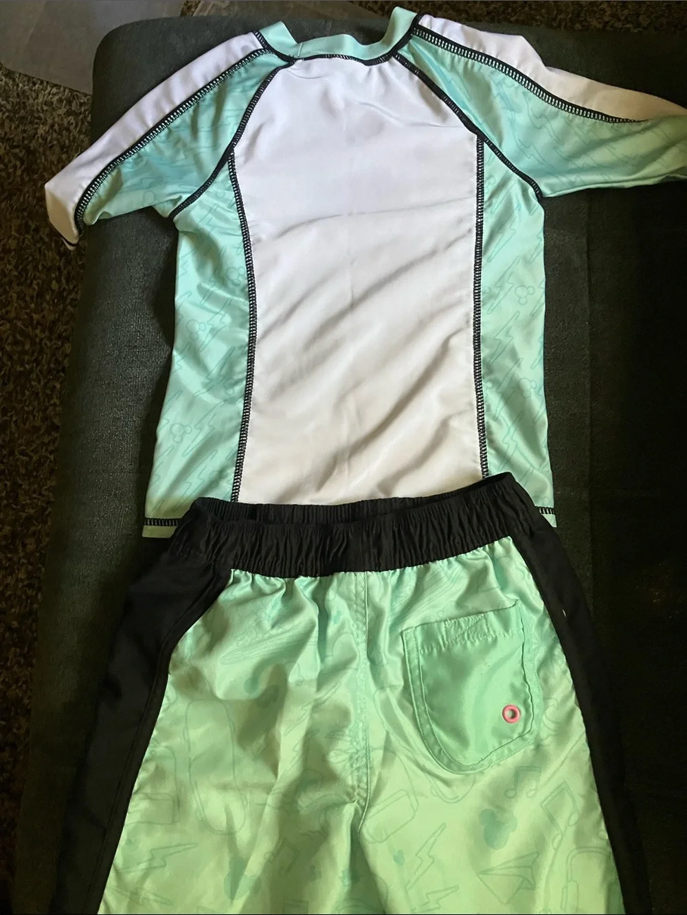 Mickey Mouse Mint & White Rash Guard Set